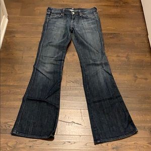 7 For All Mankind “A” Pocket flares dark rinse